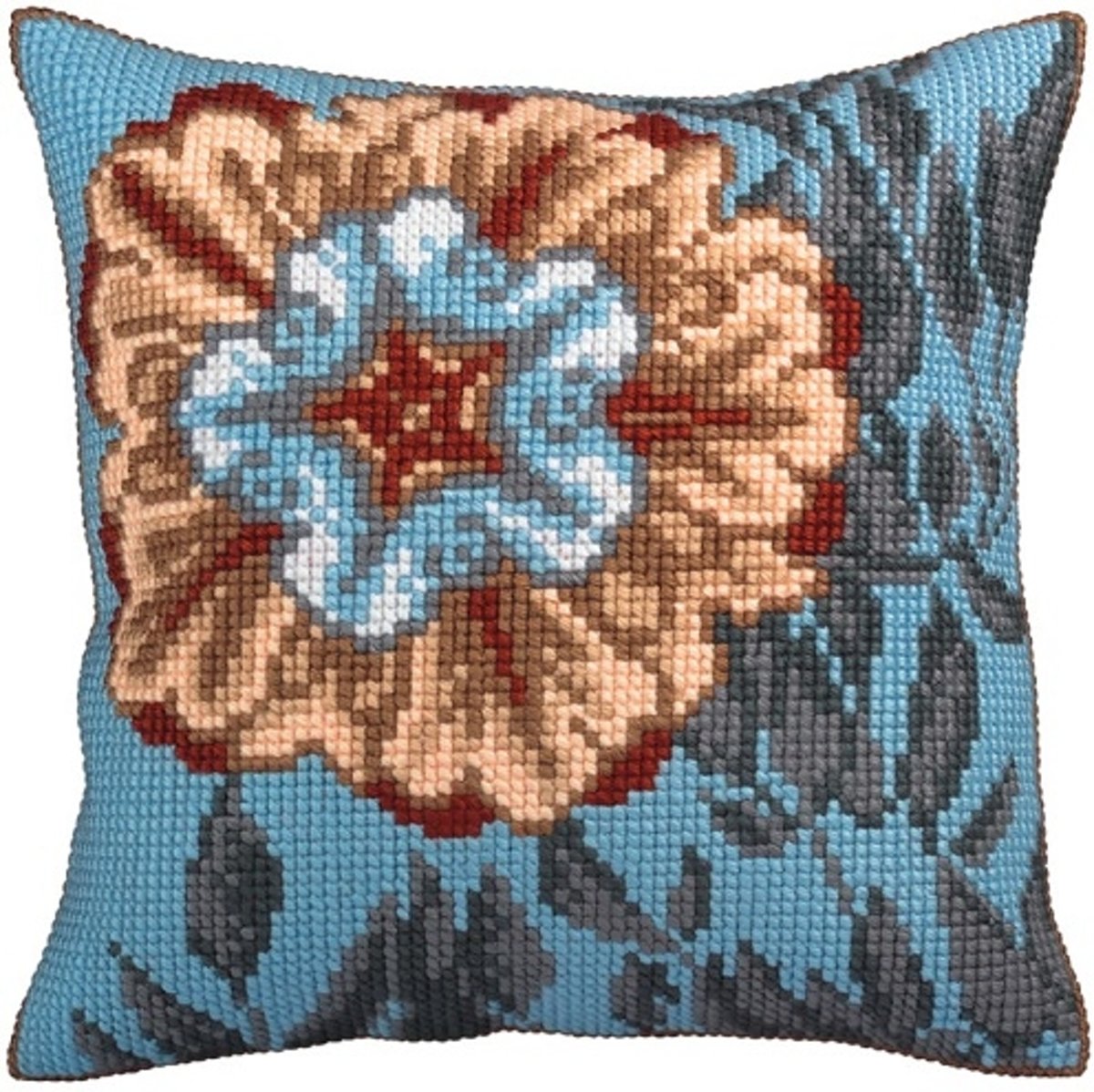 Kruissteek kussenpakket  Asure Turquoise bloemen  van Collection dArt  5329